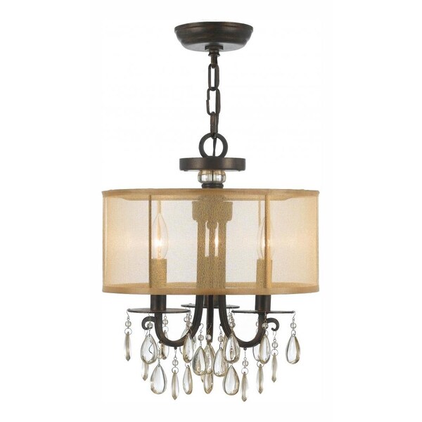 Crystorama Three Light English Bronze Drum Shade Chandelier 5623-EB